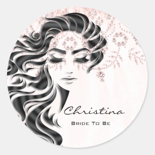 Bridal Shower Sweet 16th Lash Makeup Princess Pink Classic Round Sticker