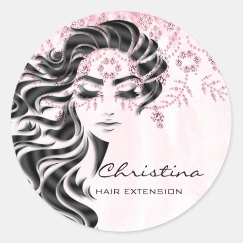 Bridal Shower Sweet 16th Lashes Makeup Pink Classic Round Sticker