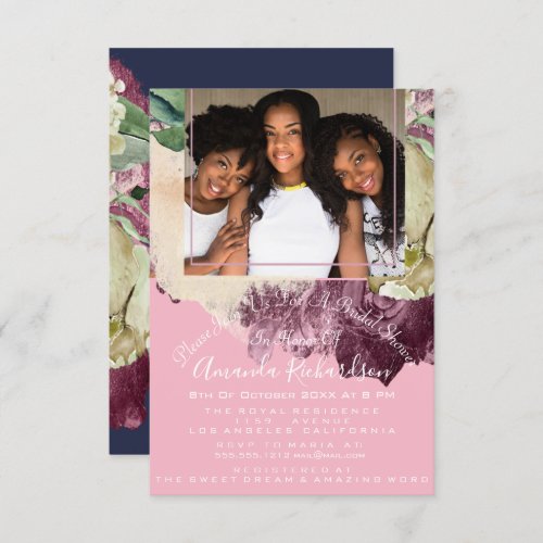 Bridal Shower Sweet 16th Photo Pink Roses Floral Invitation