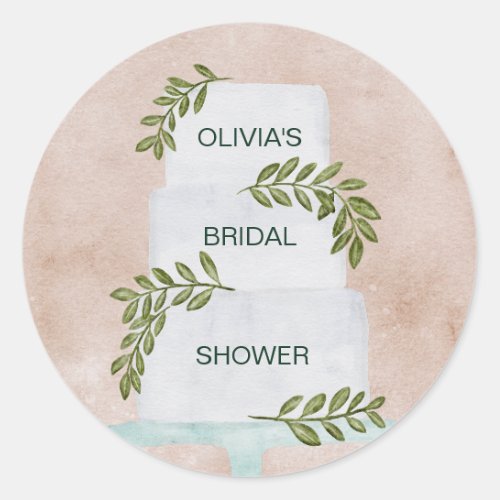 Bridal Shower Tag Wedding Cake Envelope Seal Classic Round Sticker