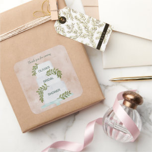 Bridal Shower Tag, Wedding Cake Thank You Favor Square Sticker