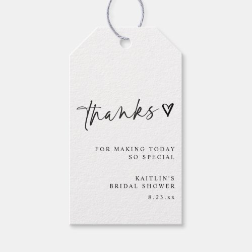 Bridal Shower Tags for Favors Modern Simple Casual