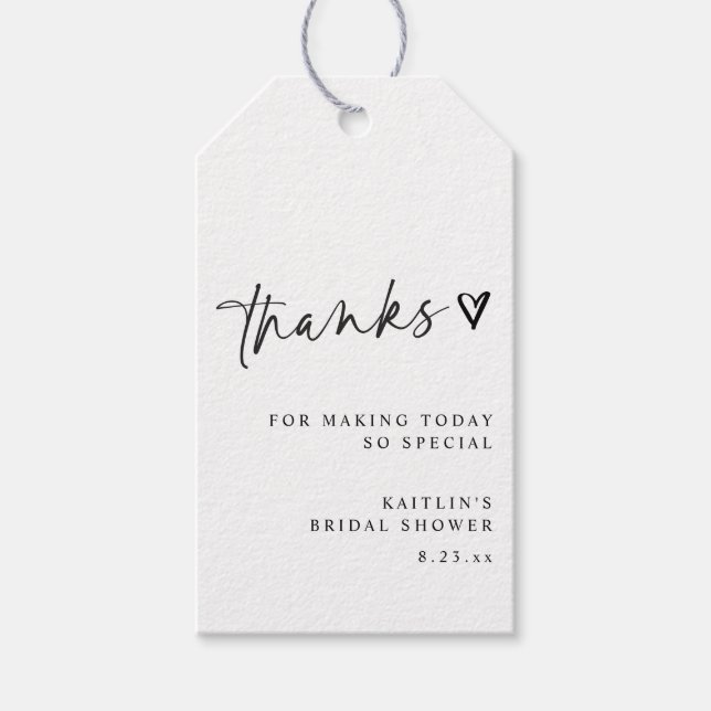 Bridal Shower Tags for Favors Modern Simple Casual (Front)