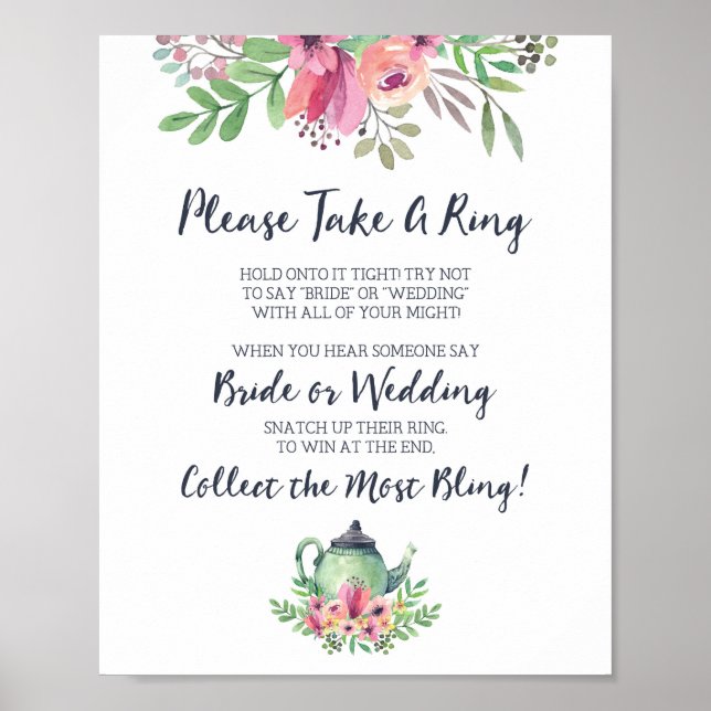 Bridal Shower Take a Ring Game Sign (Front)