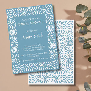 BRIDAL SHOWER TALAVERA BLUE FLOWERS Invitation