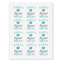 Bridal Shower Tattoos Bride Squad Heart Blue