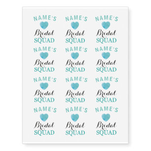 Bridal Shower Tattoos Bride Squad Heart Blue