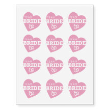 Bridal Shower Tattoos Team Bride Heart Pink