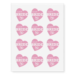 Bridal Shower Tattoos Team Bride Heart Pink