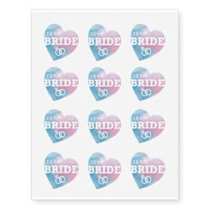 Bridal Shower Tattoos Team Bride Heart Pink Blue