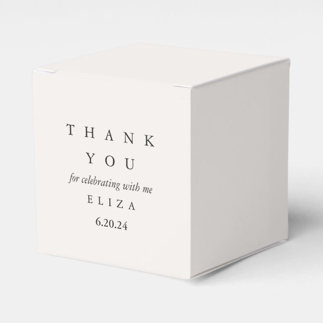 Bridal Shower Taupe Personalized Thank You Favor Boxes (Front Side)