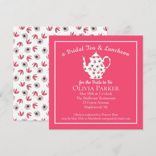 Bridal Shower Tea and Luncheon Invitation (Front/Back)
