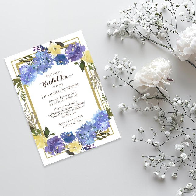 Bridal Shower Tea Carolina Classic Blue Floral Invitation (Creator Uploaded)