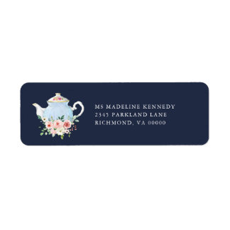 Bridal Shower Tea Elegant Blush Floral Gold Return Label