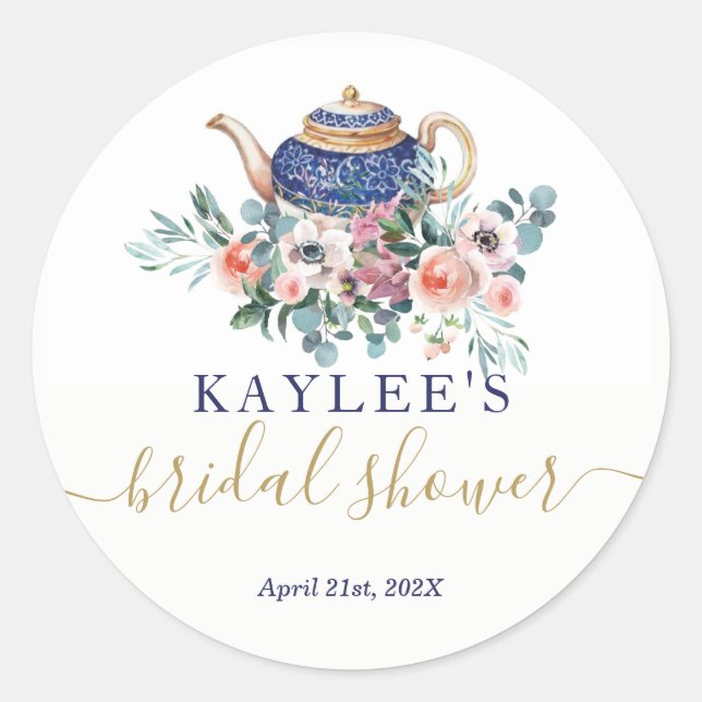 Bridal Shower tea favor sticker (Front)
