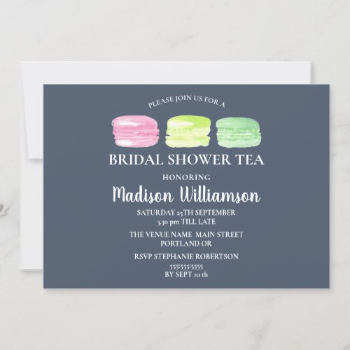 Bridal Shower Tea French Macaroon on Slate Invitation