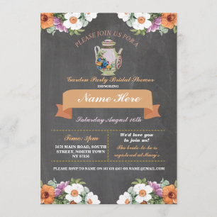 Bridal Shower Tea Garden Party Teapot Invitation