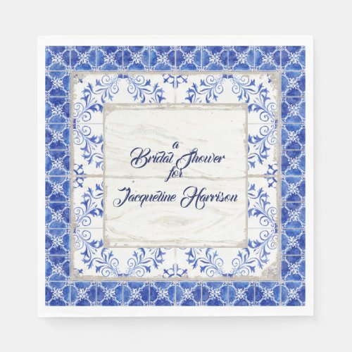 Bridal Shower Tea Luncheon Blue White Farmhouse Napkins