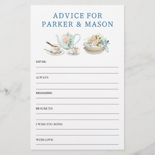 Bridal Shower Tea Party Advice and Game