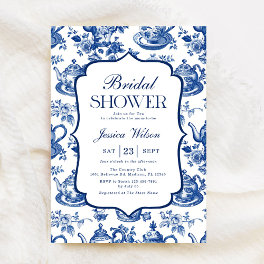 Bridal Shower Tea Party Blue White Chinoiserie Invitation
