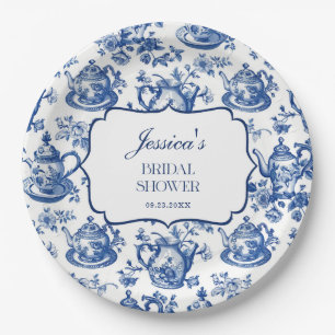 Bridal Shower Tea Party Blue White Chinoiserie Paper Plates