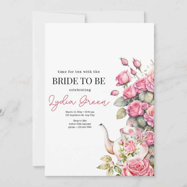 Bridal Shower Tea Party Bridal Tea Party floral Invitation (Front)