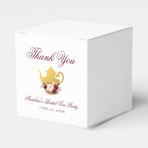 Bridal Shower Tea Party Burgundy Floral Thank You Favor Boxes
