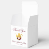Bridal Shower Tea Party Burgundy Floral Thank You Favor Boxes (Opened)