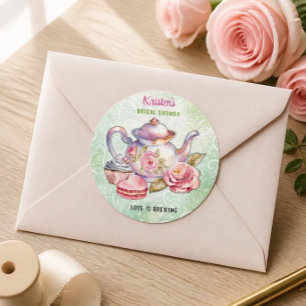 Bridal Shower Tea Party Classic Round Sticker