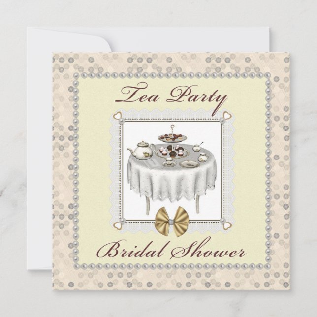 Bridal Shower Tea Party Desserts Square Invitation (Front)