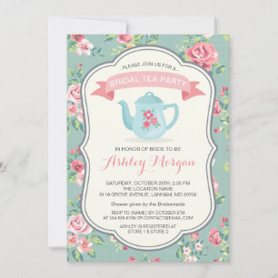 Bridal Shower Tea Party Elegant Vintage Floral Invitation