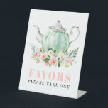 Bridal Shower Tea Party Favor Pedestal Sign<br><div class="desc">Add matching bridal shower tea party signs throughout your event. Place this favors sign at your bridal shower favor table.</div>