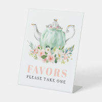Bridal Shower Tea Party Favor Pedestal Sign