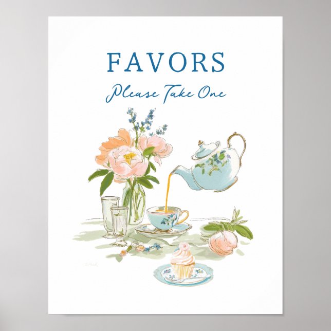 Bridal Shower Tea Party Favors Sign (Front)