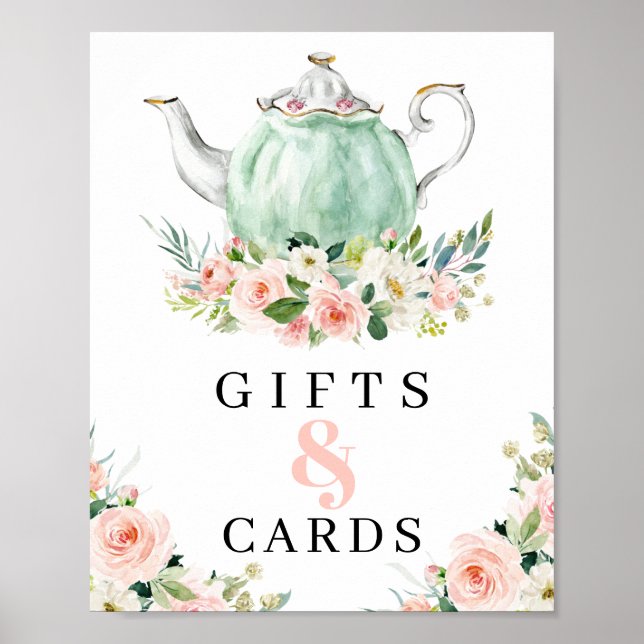 Bridal Shower Tea Party Gifts And Cards Sign (Front)