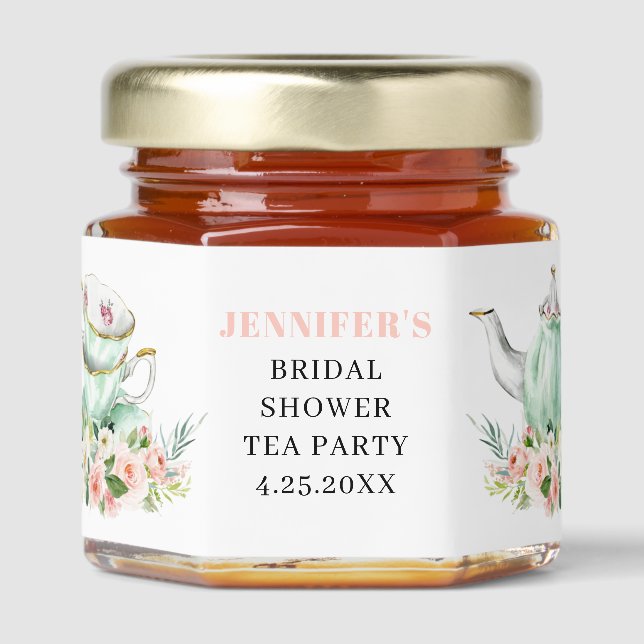 Bridal Shower Tea Party Honey Jar Favors (Front)