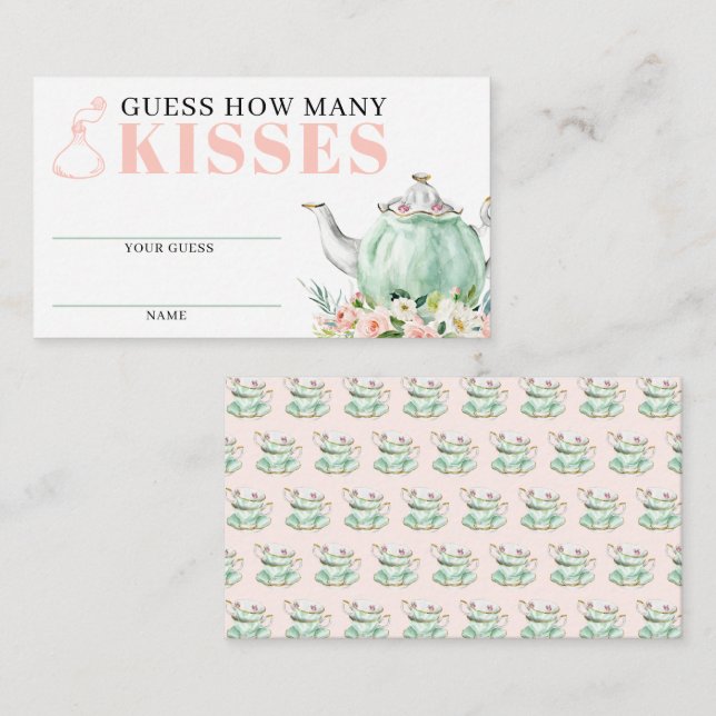 Bridal Shower Tea Party How Many Kisses Card (Front/Back)