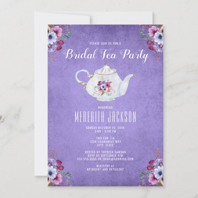 Bridal Shower Tea Party Invitation (Front)
