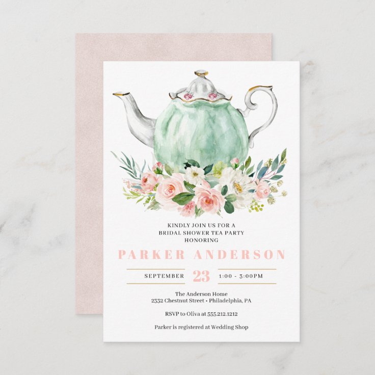 Bridal Shower Tea Party Invitation | Zazzle