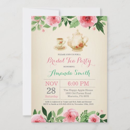 Bridal Shower Tea Party Invitation