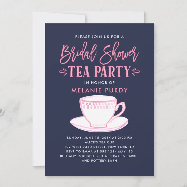 Bridal Shower Tea Party Invitation (Front)