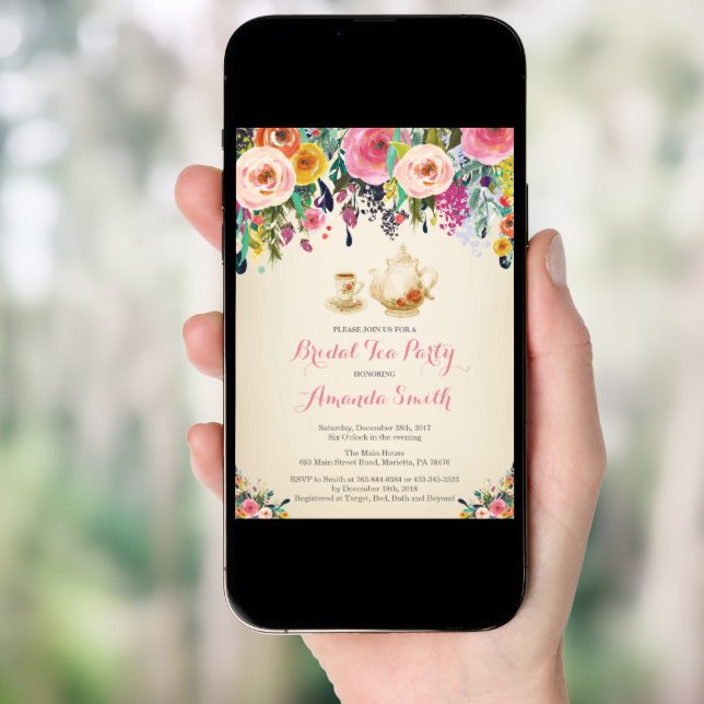 Bridal Shower Tea Party Invitation (Front Digital)
