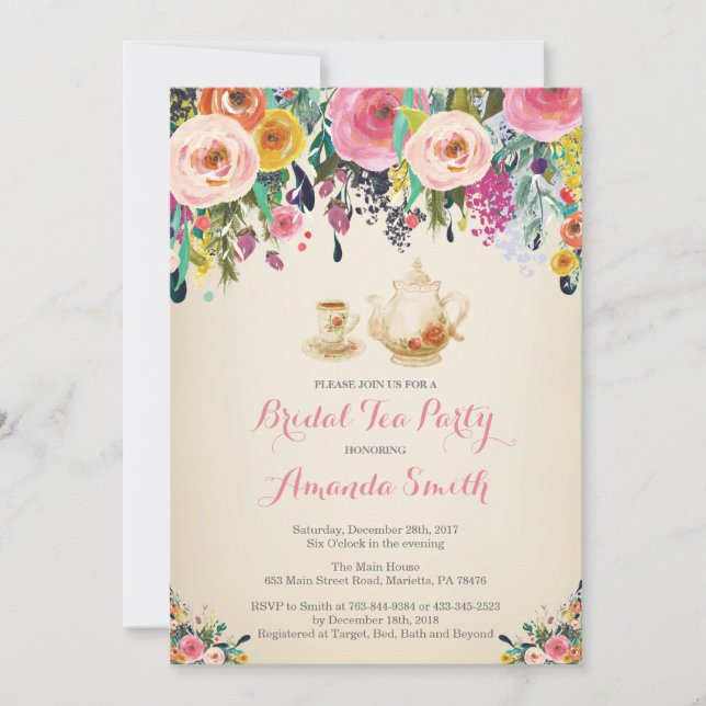 Bridal Shower Tea Party Invitation (Front)