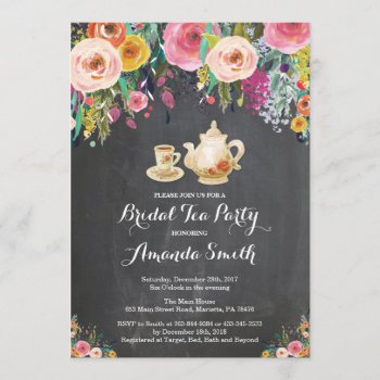 Bridal Shower Tea Party Invitation Floral by Happyappleshop at Zazzle