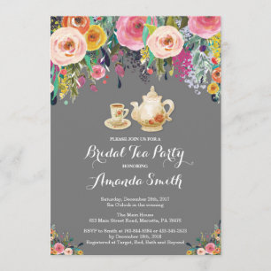Bridal Shower Tea Party Invitation Floral