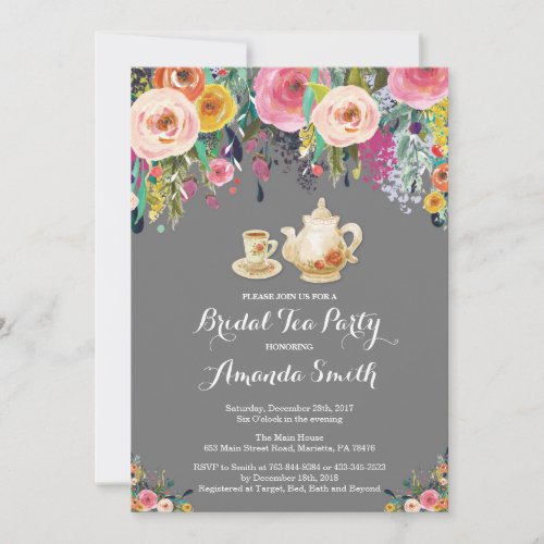 Bridal Shower Tea Party Invitation Floral