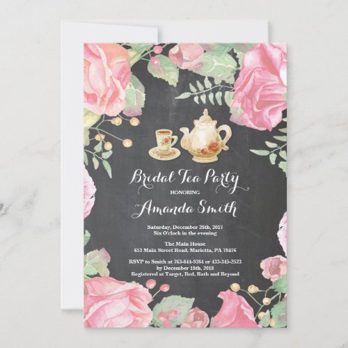 Bridal Shower Tea Party Invitation Floral