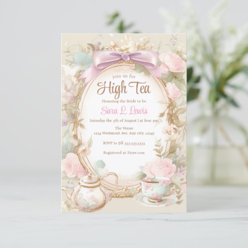 Bridal shower tea party invitation High Tea shower
