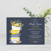 Bridal Shower Tea Party Invitation | Navy & Yellow (Standing Front)