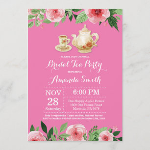 Bridal Shower Tea Party Invitation Pink